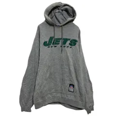 NFL Reebok プリントスウェット パーカー M グレー エヌエフエル リーボック スポーツ 裏起毛 JETS 古着卸 アメリカ仕入 a611-8701