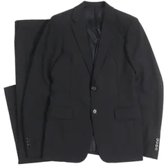 PRADA ストライプ柄3釦セットアップシングルスーツ46 ブラック