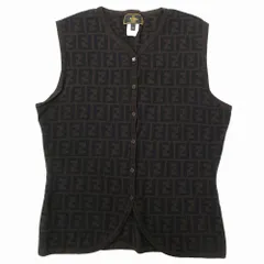 超人気新品 W3)FENDI フェンディ 黒 ズッカ柄 ロゴ ベスト トップス