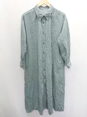 ◇ ⊇ GLOBAL WORK グローバルワーク コーデュロイ 長袖 膝下丈 シャツワンピース サイズL カーキ系 レディース P  【1409090027451】