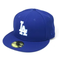 美品 NEW ERA ニューエラ ベースボールキャップ MLB LA ロサンゼルス ドジャース 60周年 7 1/2 59FIFTY サイドパッチ ブルー   54000001