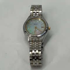 【F240924-2】　SEIKO ソーラー V187-0AK0 シェル文字盤 クオーツ レディース 腕時計 美品