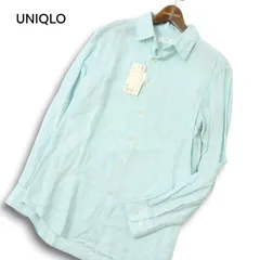 【新品 未使用】 UNIQLO ユニクロ 春夏 麻 プレミアム リネン100％★ 長袖 シャツ Sz.M メンズ Green