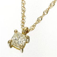 最終お値下げ）K18 0.16ct プリンセスカット ダイヤモンド ネックレス 