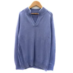 23区 オンワード樫山 オム homme ニット セーター 長袖 スリットネック 無地 大きいサイズ 50 パープル /YK34のサムネイル