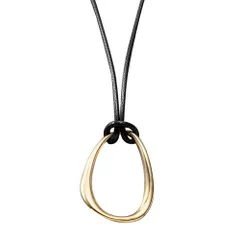 【B：ゴールド×フリーサイズ】[Cream dot. クリームドット公式] ネックレス レディース  ロング 金属アレルギー ニッケルフリー グラスホルダー 2タイプ レザーコード オーバル サークル ひねり 調整可能 大人 のサムネイル