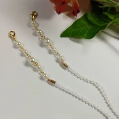 #497  パールビーズとパールのママスクチェーン マスクホルダーメガネチェーン