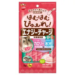 （まとめ買い）マルカン はむはむぴゅーれ エナジーチャージ イチゴ風味 5g×5本入 ハムスター用フード 【×10セット】