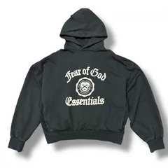 参考上代34980円 FEAR OF GOD ESSENTIALS Heavy Fleece Vintage Shrunken Hoodie スウェット フーディー パーカー フィアオブゴッド エッセンシャルズ FOG ブラック L 97429A3
