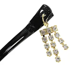 髪飾り 成人式 振袖 前撮り 袴 黒 ゴールド かんざし ラインストーン ピン クリップ クリスタル キラキラ シンプル 帯飾り キ No.9-4747
