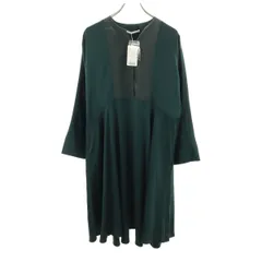 KBF ケイビーエフ 未使用 長袖 Aラインサテン シャツワンピース F グリーン プルオーバー レディース 古着