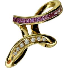 【Jeunet/ジュネ】カラーグラデーションピンクサファイア 0.89ct ダイヤモンド 0.12ct ペンダントトップ K18ゴールド 18金  8.2g レディース 【中古】【真子質店】【NN】