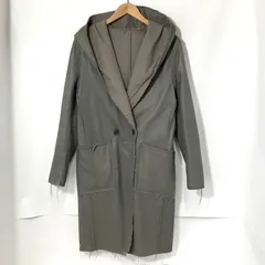 NO ID. レザーコート 442030-518L フーディー ロングコート 羊革 JACKET シンプル 古着 サイズ2 M相当 ノーアイディー アウター A13443◆のサムネイル