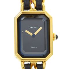 【CHANEL】シャネル プルミエールXL H0001 金メッキ×型押しレザー クオーツ アナログ表示 レディース 黒文字盤 腕時計