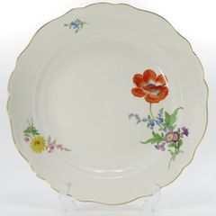 未使用 マイセン 金彩 自然主義 花 蝶 プレート(18cm)②1枚、1級品