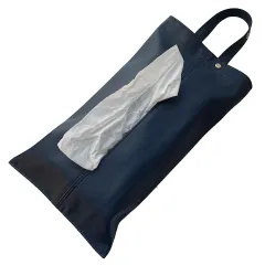 新品 【国内全数検品】 吊り下げ 壁掛け 車用 カー用品 ティッシュケース ティッシュカバー カー 用品 アクセサリー PUレザー 革 箱ティッシュ ティッシュ箱 取り付け 詰め替え 縦型 ヘッドレスト用 ブラック アイボリー (ネイビー)