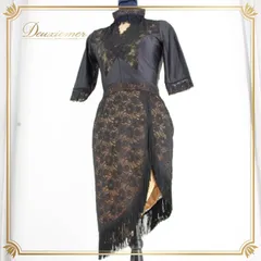 社交ダンス 衣装 スタンダード ラテン セットアップ ツーピース レッスンウェア パーティー ブラック系 黒 SEKINE セキネ フリンジ 花柄 レース レディース きれいめ チョーカー付き 花柄 レース 衣装 フリンジ セットアップ レッスンウェア