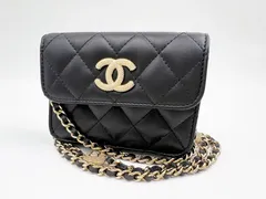 CHANEL シャネル チェーン クラッチ ポーチ サコッシュ ミニ ショルダーバッグ マトラッセ ブラック ラムスキン シャンパンゴールド金具 AP4315 B18216 94305 超美品