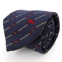 ロンシャン ブランド ネクタイ ロゴグラム ストライプ柄 シルク PO  メンズ ネイビー Longchamp 【中古】