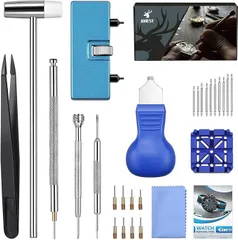 【在庫処分】【JOREST】時計工具セット、腕時計 電池交換、 でんち交換 キット、 時計バンド/ベルト 調整工具、 ピン抜き工具、取扱説明書（英語版） バネ棒外し、時計の裏蓋オープナー、 時計修理、のサムネイル