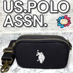 u.s. polo assn. ユーエス ポロ アッスン　ショルダーバッグ　斜め掛　キャンバス　ダブルファスナー　黒　ブラック