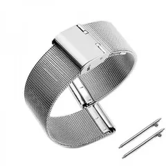 18mm ミラネーゼ ステンレス メッシュ ベルト シルバー バネ棒 2本付き