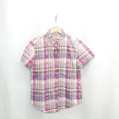 ◇ ⊂◎ PS Paul Smith ポールスミス チェック柄 綿 半袖 シャツ サイズ40 ボルドー系 レディース E  【1503060003251】