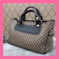 《 CELINE 》　セリーヌ　ブギーバッグ　ハンドバッグ　ジャガード織　マカダム　総柄　ブギー　トリオンフ　ベージュ系　ダークブラウン　送料無料・匿名配送・最短即日発送いたします！　243