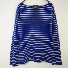 エーグル　AIGLE　長袖カットソー　レディースL相当　青・ベージュ　ボーダー柄