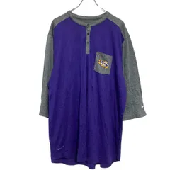 NIKE 七分袖 ヘンリーネックTシャツ 2XL パープル グレー ナイキ ポケットT ドライフィット スポーツウェア 古着卸 アメリカ仕入 a702-5640