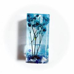 本物のお花 ドライフラワー ペン立て 鉛筆立て 青 水色 キラキラ レジン