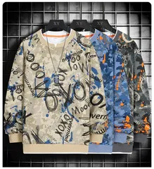 トレーナー メンズ クルーネック 柄 ロゴ 長袖 Tシャツ トップス 通学 おしゃれ カジュアル シンプル ファッション hjfs222