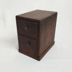 小箪笥 ミニ箪笥 二段抽斗 引き出し 時代物 高さ約13cm ATY7-13