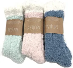 ネクストグランツ もこもこ 靴下 ルーム ソックス レディース 無地 人気 可愛い あったかい 毛糸 厚い 保温 着圧 厚手 ゆったり パステル ボーダー 秋 冬 A 3足組( A　3足組)