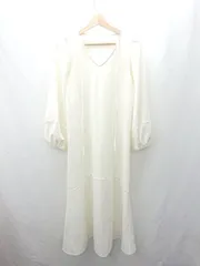 ◇ ⊇ ◎●未使用● tocco closet Vネック 長袖 ロング丈 ワンピース サイズＭ アイボリーホワイト レディース E  【1503050002332】