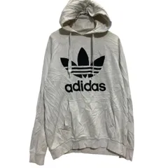 adidas ロゴスウェット パーカー M ホワイト アディダス プルオーバー 古着卸 アメリカ仕入 a703-5189