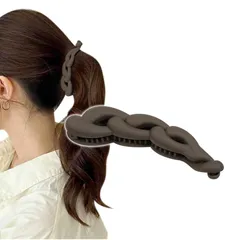 [Herbeluemily] バナナクリップ ヘアクリップ シンプル 髪留め バナナクリップ ヘアクリップ 三つ編み ブラウン [ブラウン]