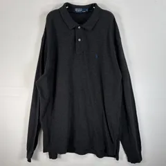 古着 90's/90年代 ポロバイラルフローレン Polo by Ralph Lauren 長袖 ポロシャツ ロゴ 刺繍 大きいサイズ 2ボタン XL  ブラック 無地 メンズ
