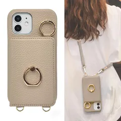 背面手帳型 リング付 スマホケース いphone12 カード収納 ケース ショルダー ストラップ付き iPhone12 ケース ショルダー iPhone12ケース ショルダー 落下防止 肩掛け 斜め掛 首掛け 可愛 かわいい おしゃれ ミラー付き 鏡付き スタ