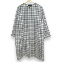 美品 UNTITLED アンタイトル ウールブレンド チェック柄 ノーカラー