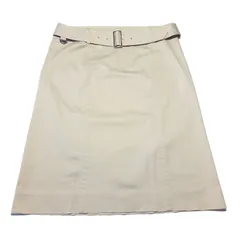 バーバリー ひざ丈 ベルト付き スカート ベージュ 42サイズ Burberry