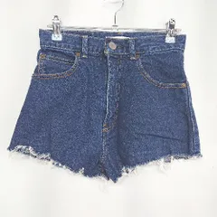 ◇ ⊂ MOUSSY 裾ダメージ加工 デニムショートパンツ サイズ1 インディゴブルー レディース E  【1409240041405】