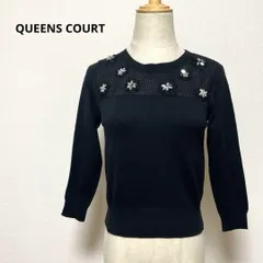 QUEENS COURT クイーンズコート ビーズ装飾 ブラック ニット 2