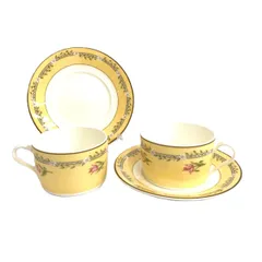 美品 TIFFANY&Co. ティファニー ピンクチューリップ カップ＆ソーサー 2客セット  イエロー   　240001135539