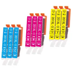 【特価】【Assist-Box】キャノンBCI-350XL BCI-351XL 互換インクカートリッジ Canon用 BCI-BCI-351(3C/3M/3Y) 3色 9本セット 大容量/ICチップ残量表示機能/個別包装 351 350 インク対応機種：PIX