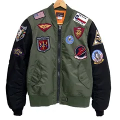 極美品◇AVIREX MA-1 TOPGUN LICENSE MODEL MA-1 フライトジャケット ブルゾン 防寒 プロテター装備 バイク アメカジ アヴィレックス