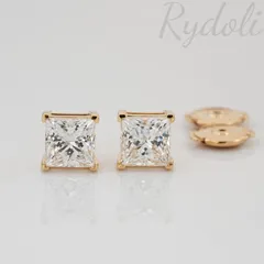 K18 2ct オーダーメイド プリンセスカット ダイヤピアス IGI鑑定 ラボグロウンダイヤ 誕生日記念日プレゼント シンプル エレガント 上品人気ジュエリー 毎日使い スクエアピアス 高級感あふれる輝き 大粒ダイヤ 18金製 イエローゴールド ダイヤピアス