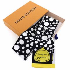 ルイ ヴィトン LOUIS VUITTON 草間彌生 LV×YK バンドーインフィニティドット スカーフ M78291 ブラック ホワイト イエロー 未使用品
