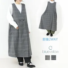 [50%OFF] ブルーウィロー blue willow C/LグレンCHジャンパースカート 01DFP13428 ワンピース グレンチェック 前後2WAY ロング丈 レディース [返品・交換不可]