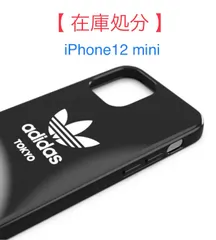 【 在庫処分 】 アディダス　iPhone12mini　耐衝撃ケースBLACK　三つ葉ロゴ・都市名・TOKYO入り　◎